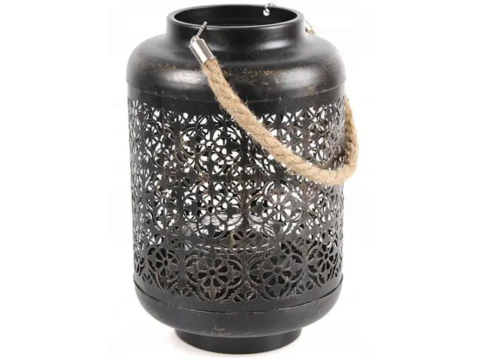 Metalowy lampion ze sznurkiem