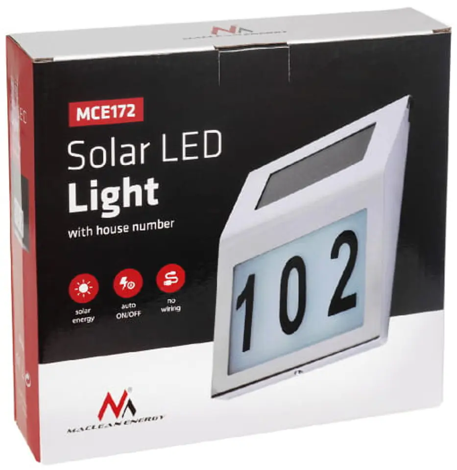 Lampa solarna z numerem domu LED Maclean MCE172