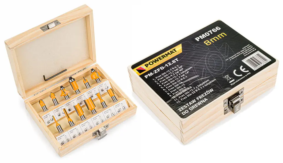 Frezy kształtowe do drewna 12el trzpień 8mm PM0766