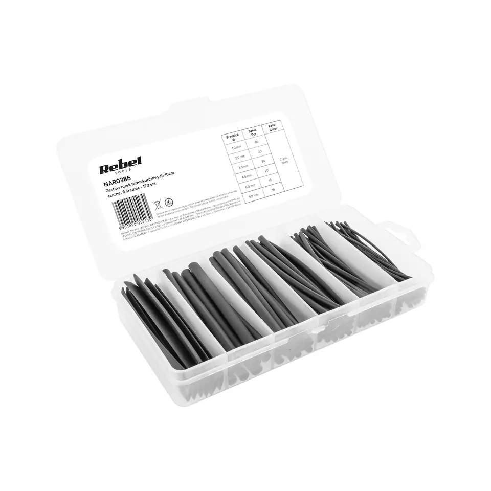 thumbnail image 2 of 10-Pack 1mm Heat Shrink Tubing - 6 Inch Lengths (5 Feet Total) - Black 2:1 Ratio 2 of 6