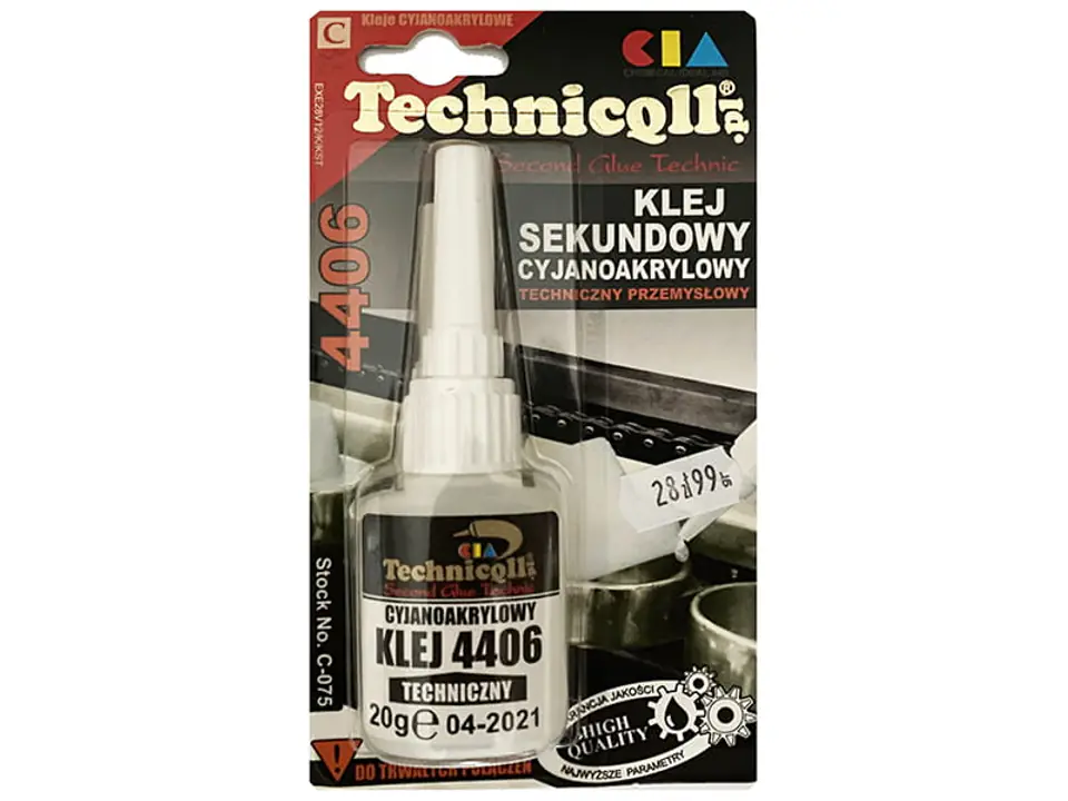 Techniczny klej sekundowy na bazie cyjanoakrylanu etylu