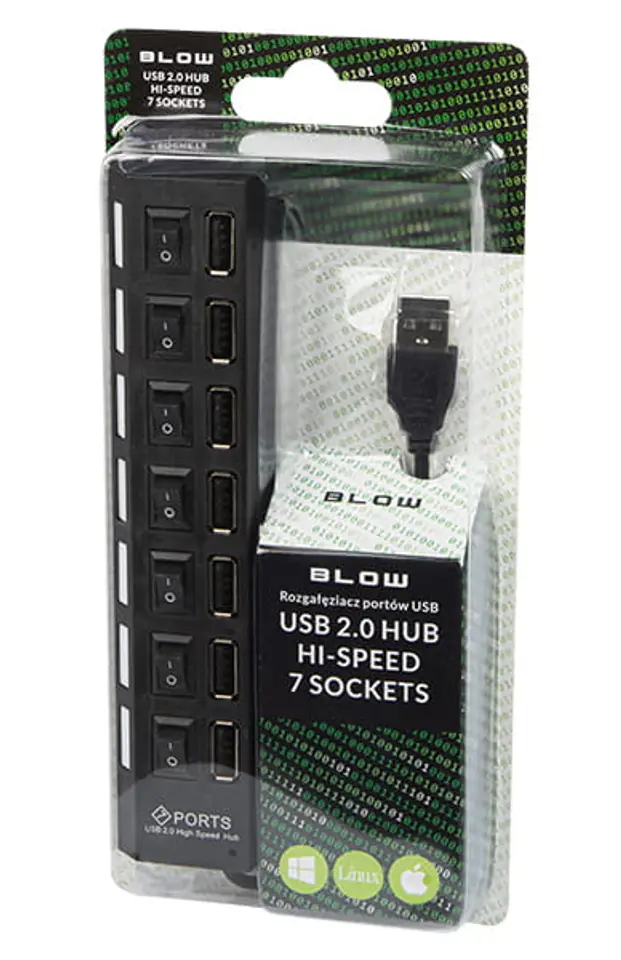 Rozgałęźnik USB na 7 gniazd Blow