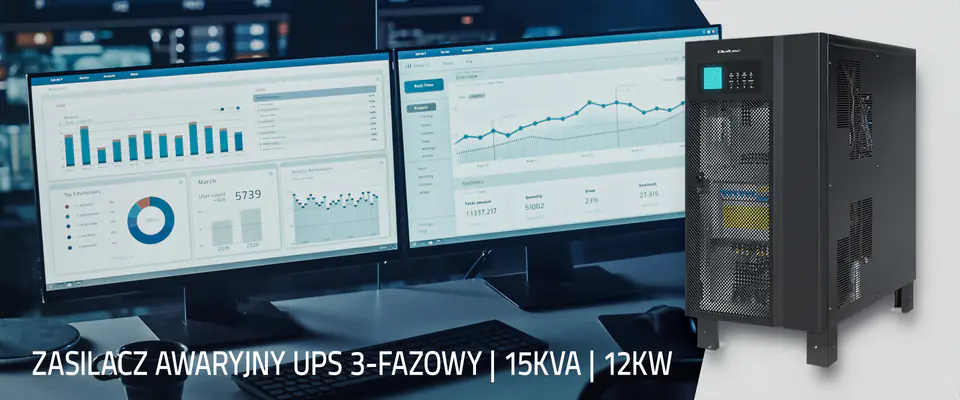 Qoltec Zasilacz awaryjny UPS 3-fazowy | 15KVA | 12kW | LCD (0NC)