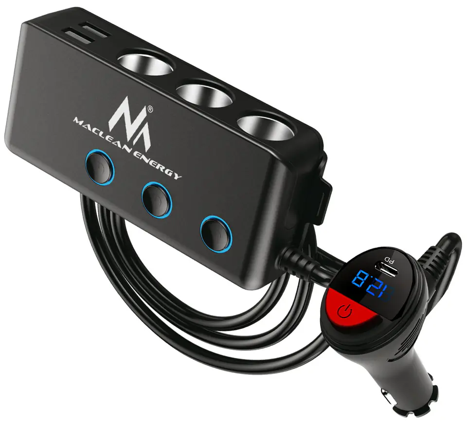 Rozdzielacz zapalniczki 3xgn 4xUSB 1xtPD 18W woltomierz