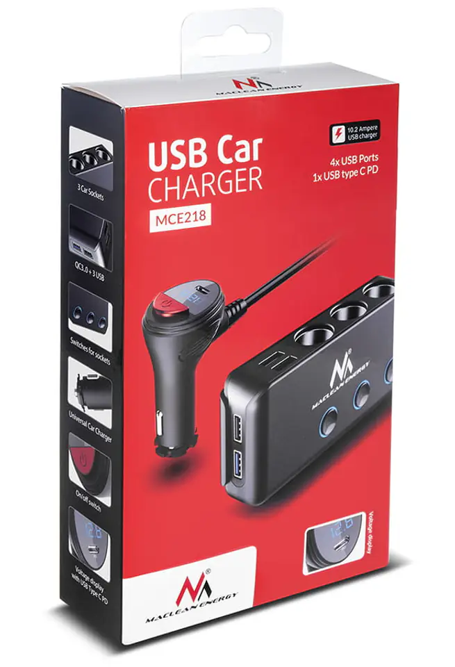 Rozdzielacz zapalniczki 3xgn 4xUSB 1xtPD 18W woltomierz
