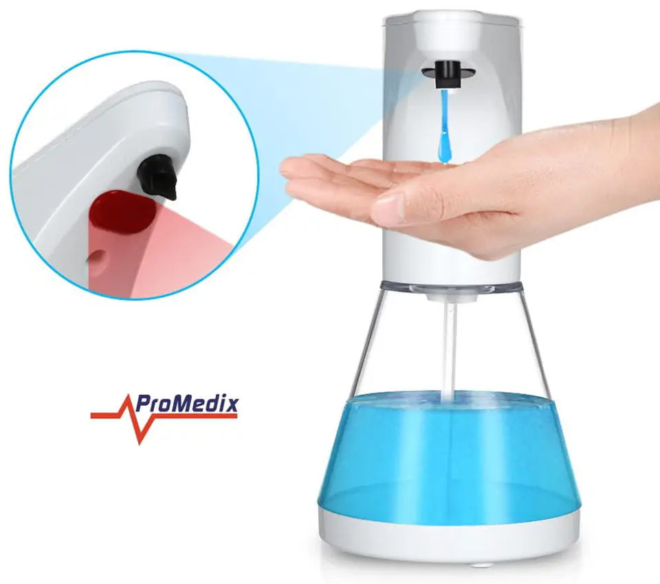 Automatyczny dozownik pojemnik dyspenser do płynnych mydeł, płynów dezynfekujących oraz żeli 