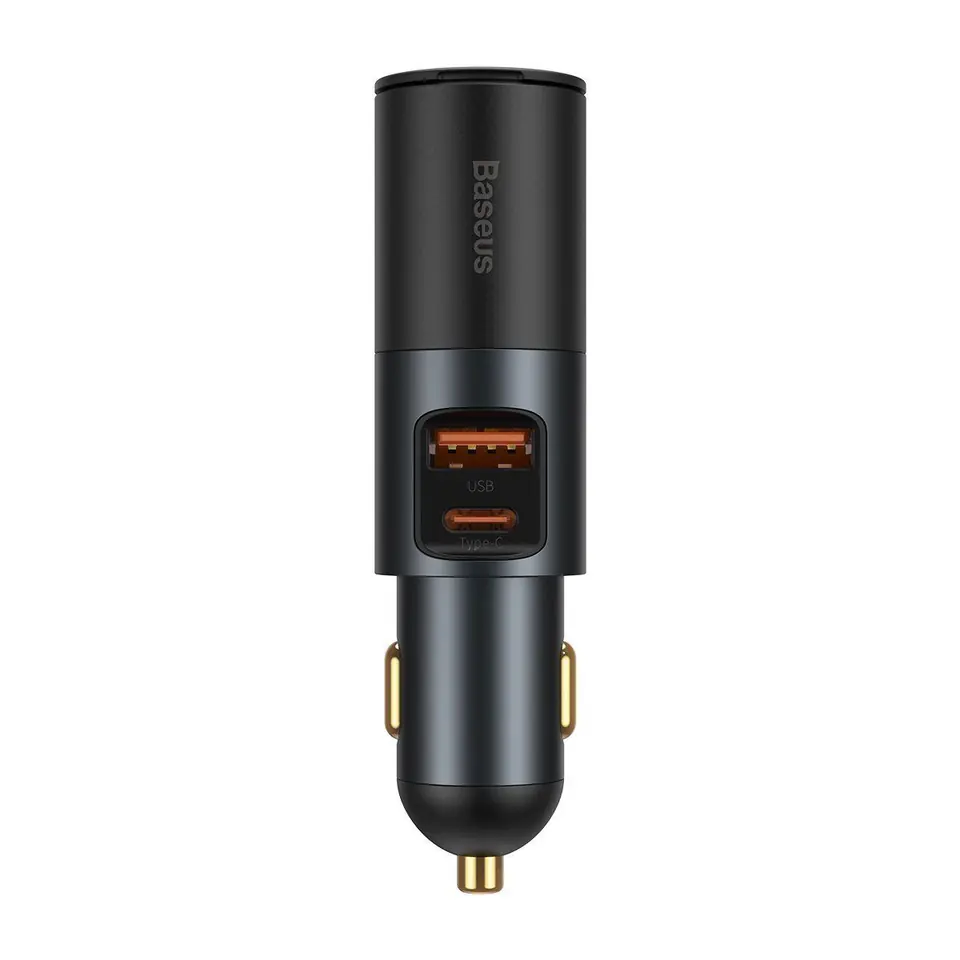 120W Car Charger (USB + USB-C + Cigarette Lighter Socket) PD / QC / AFC  Baseus Quick Charging CCBT-C0G) gre