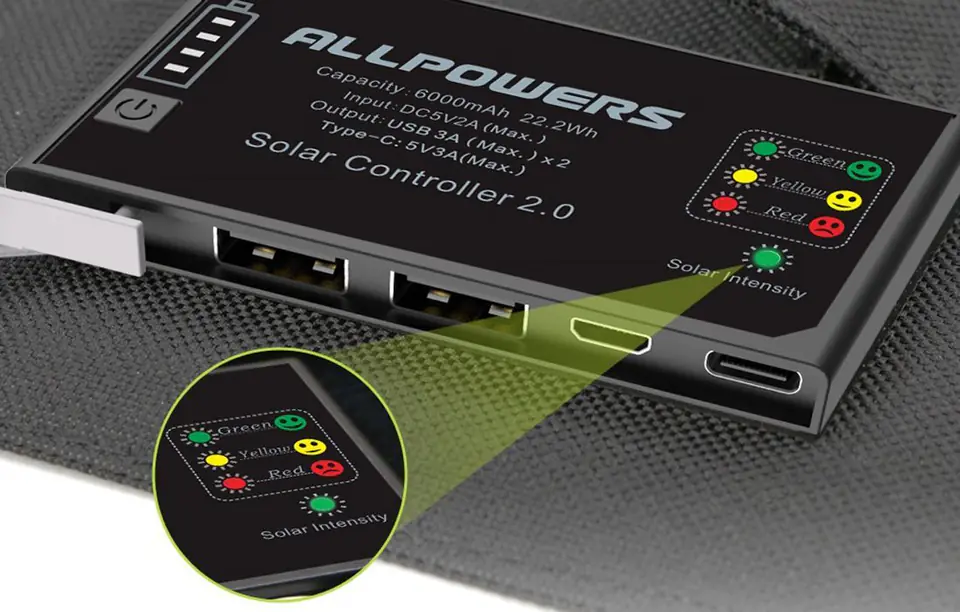 Allpowers AP-SP-014-BLA Photovoltaic Panel 15W + Powerbank 10000mAh