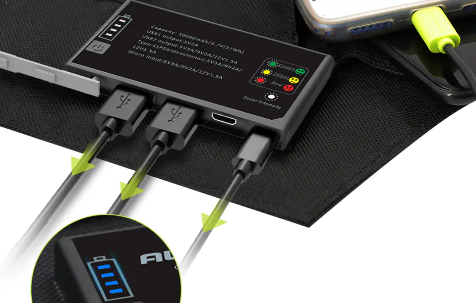 Allpowers AP-SP-014-BLA Photovoltaic Panel 15W + Powerbank 10000mAh