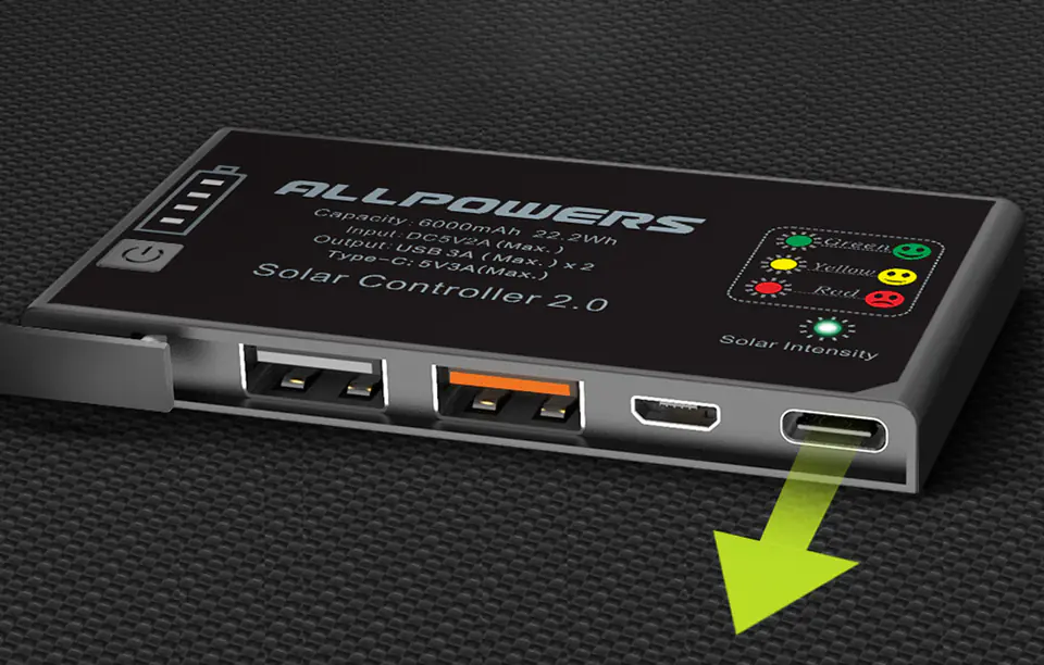 Allpowers AP-SP-014-BLA Photovoltaic Panel 15W + Powerbank 10000mAh