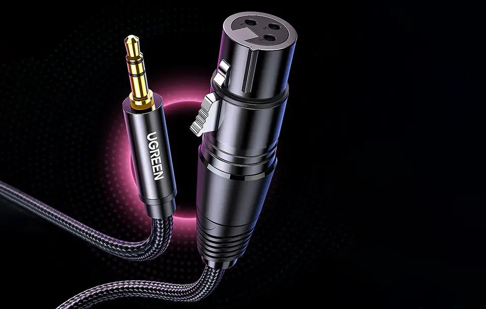 UGREEN AV182 XLR cable for jack 3.5mm AUX 1m (black)