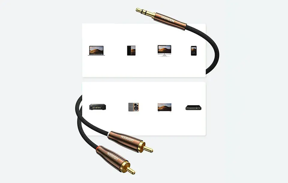 UGREEN AV170 Cable 2x RCA (Cinch) jack 3.5mm, 1m (black)