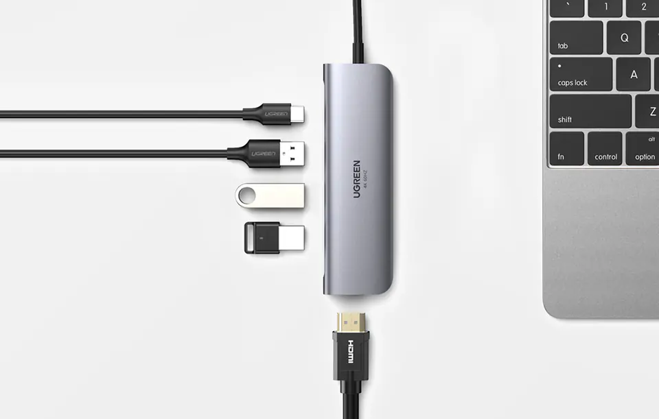 5in1 UGREEN Hub USB-C to 3x USB 3.0 + HDMI 4K + USB-C PD 100W (Grey)
