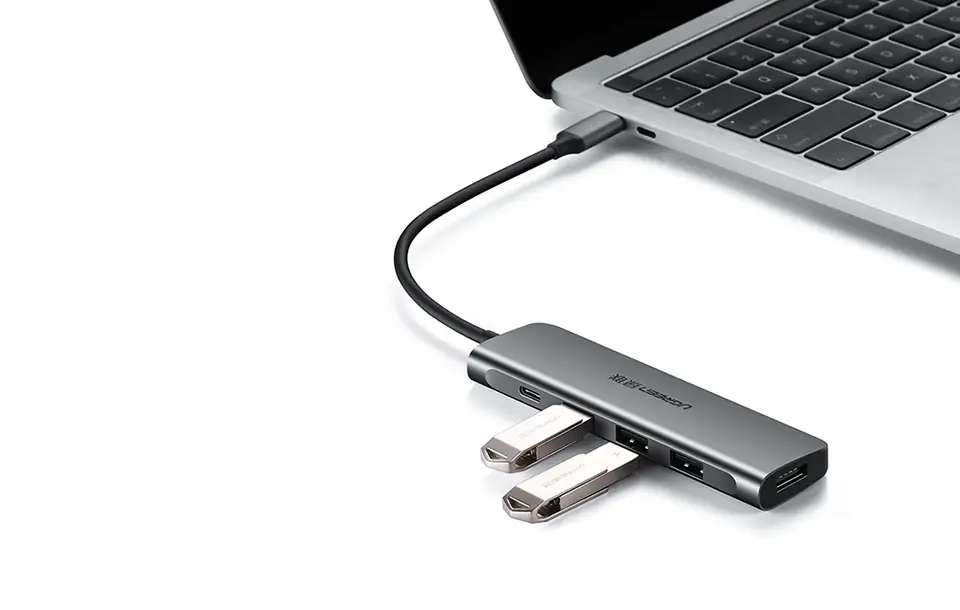 5in1 UGREEN Hub USB-C to 3x USB 3.0 + HDMI 4K + USB-C PD 100W (Grey)