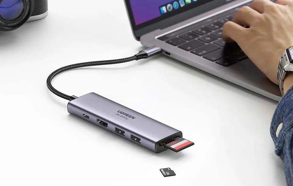 UGREEN CM511 5in1 Adapter, USB-C to 2x USB,HDMI, USB-C, TF/SD Hub (grey)