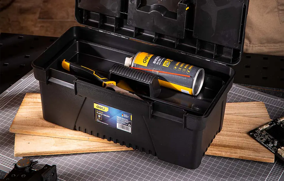 Toolbox Deli Tools EDL432414, 14'' (yellow)