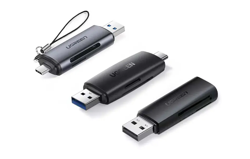USB + USB-C UGREEN CM304 SD Card Reader + microSD Adapter (Black)