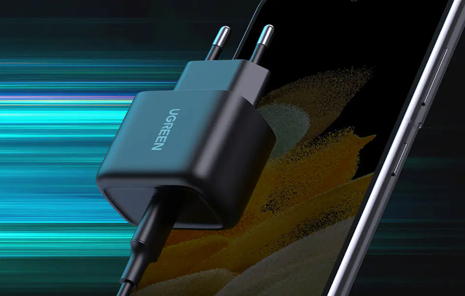 UGREEN CD250 Wall Charger, 25W, USB-C (Black) + USB-C to USB-C Cable, 2m (Black)
