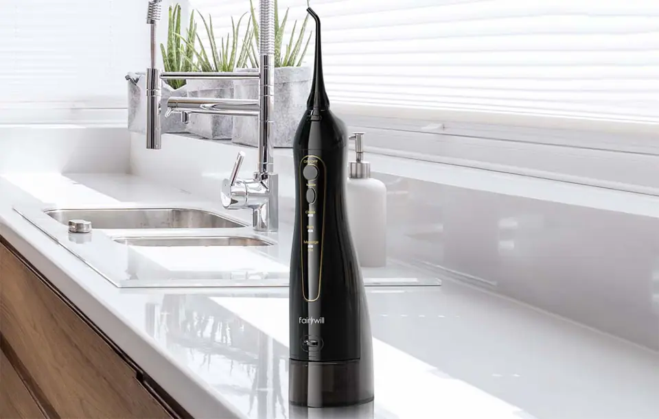 Sonic toothbrush with tip set and irrigator FairyWill FW-5020E + FW-E11 (black)