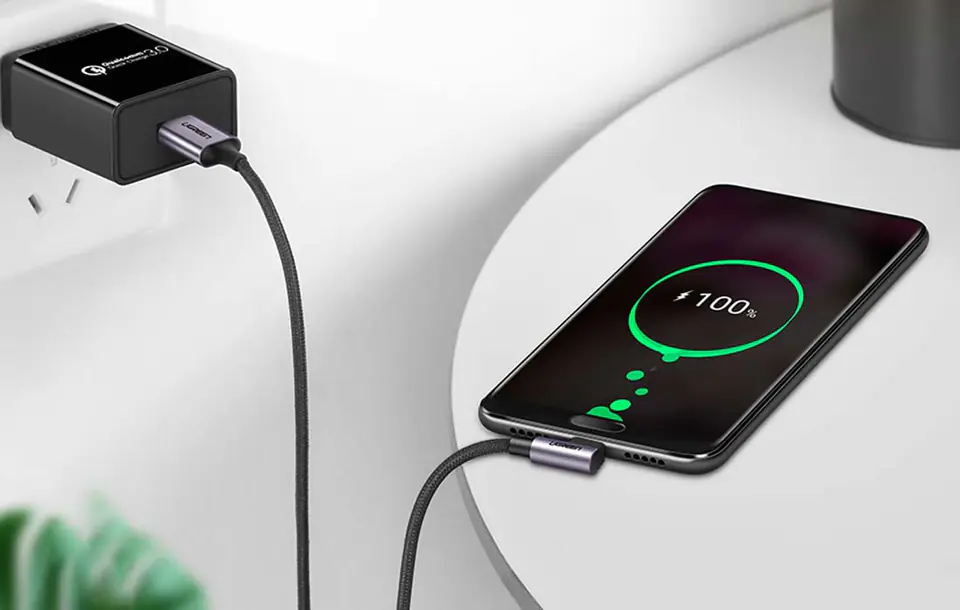 USB to USB-C Cable angled UGREEN US284, 3A, 2m (black)