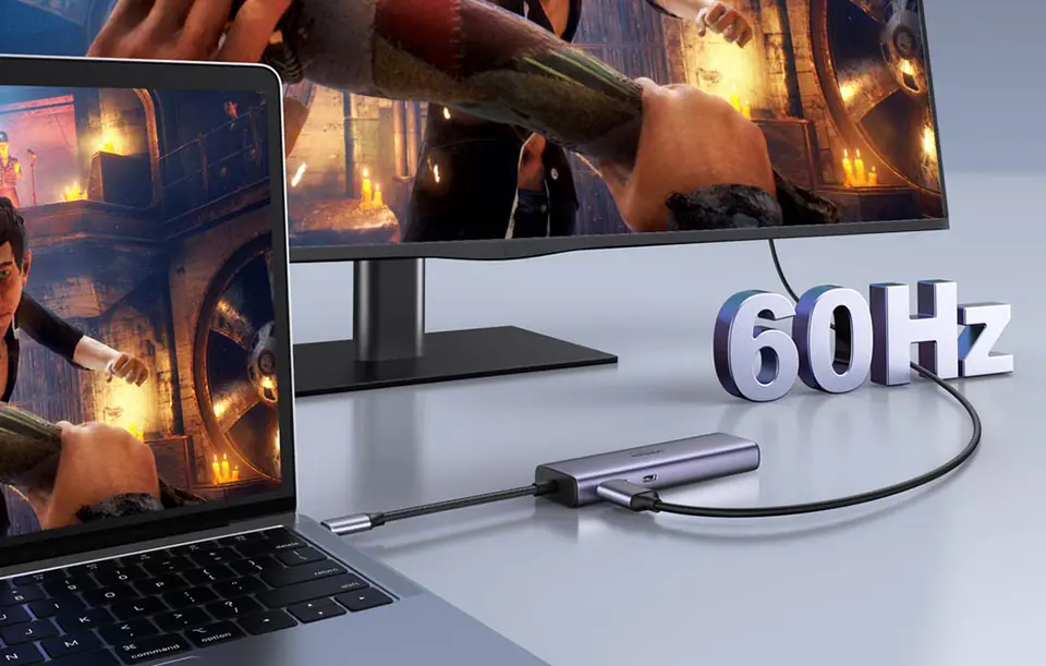 6in1 Adapter UGREEN CM512 USB-C to 2x USB + HDMI + USB-C + RJ45 + TF/SD (grey)