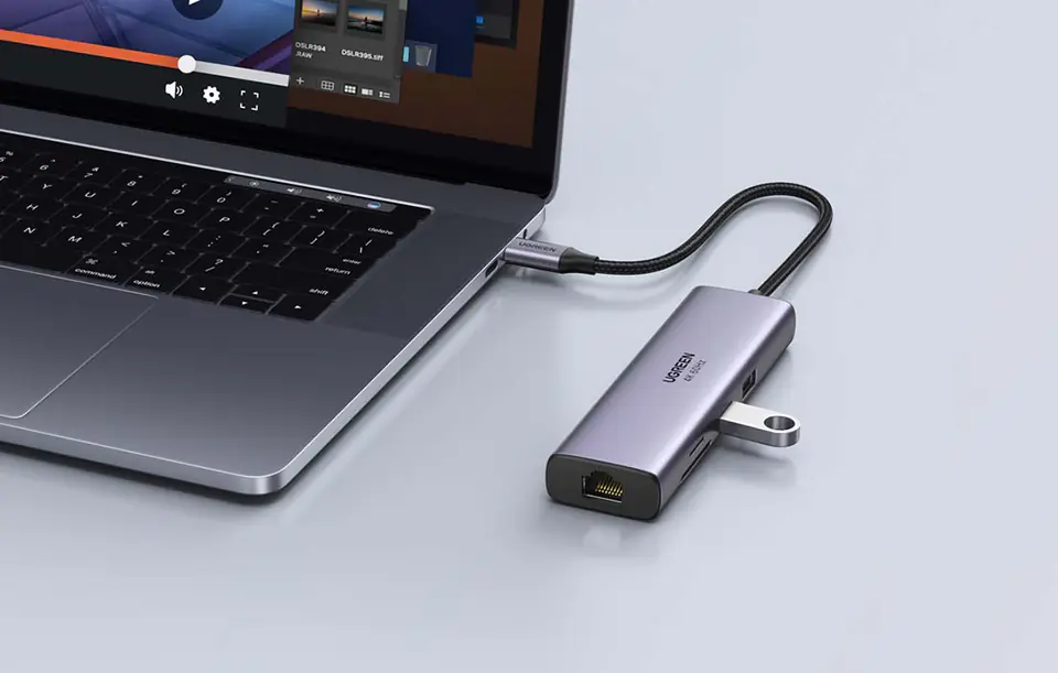 6in1 Adapter UGREEN CM512 USB-C to 2x USB + HDMI + USB-C + RJ45 + TF/SD (grey)