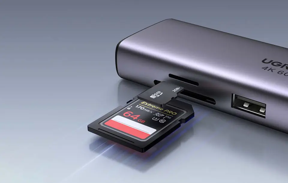 6in1 Adapter UGREEN CM512 USB-C to 2x USB + HDMI + USB-C + RJ45 + TF/SD (grey)