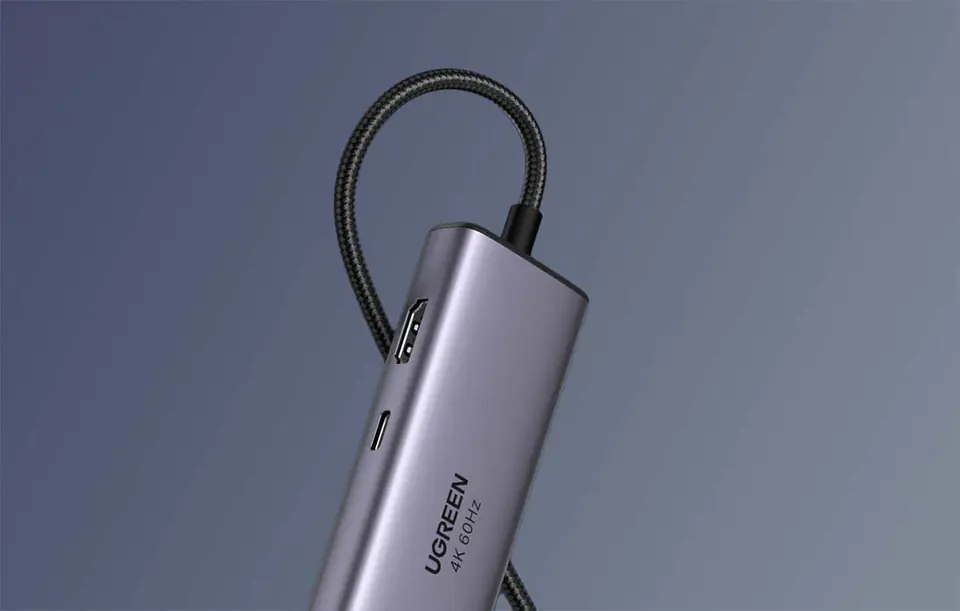 6in1 Adapter UGREEN CM512 USB-C to 2x USB + HDMI + USB-C + RJ45 + TF/SD (grey)
