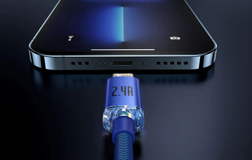 USB cable for Lightning Baseus Crystal Shine, 2.4A, 2m (blue)
