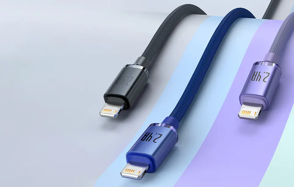 USB cable for Lightning Baseus Crystal Shine, 2.4A, 2m (blue)