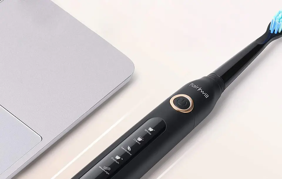 Szczoteczki soniczne do zębów z zestawem końcówek i etui FairyWill FW-507 (Czarna i Różowa)