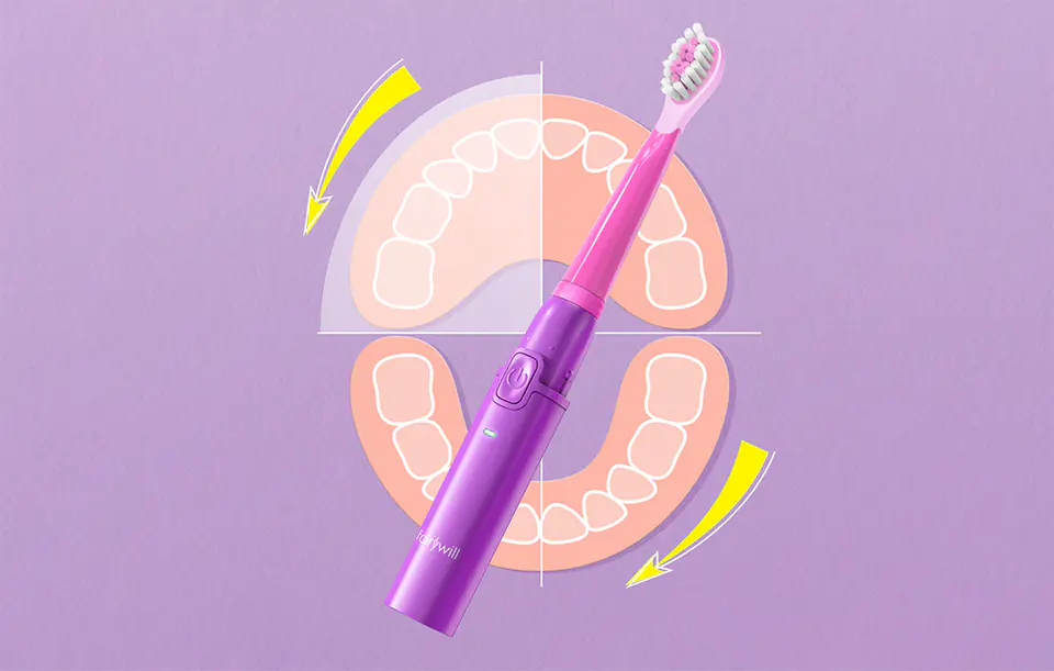 Sonic toothbrush with tip set FairyWill FW-2001 (purple)