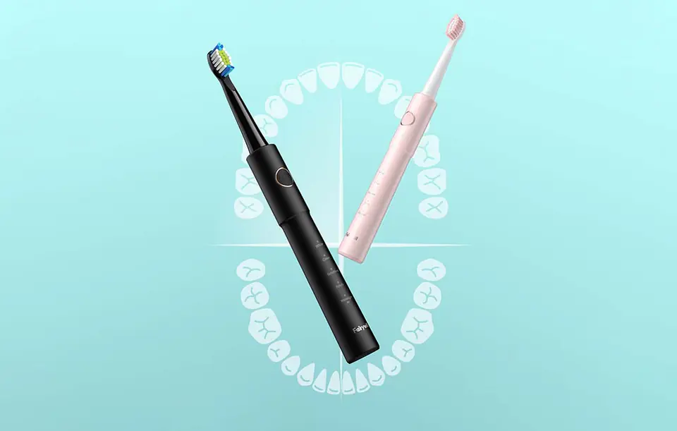 Sonic toothbrushes with tip set FairyWill E11 (Black and Pink)