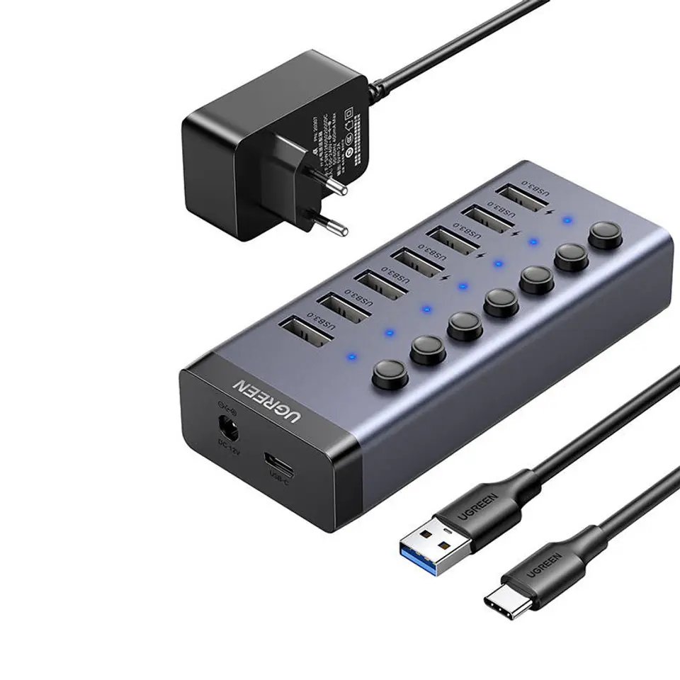 7-Port Self-Powered USB-C Hub, 7x BC 1.2 - USB-A Hubs