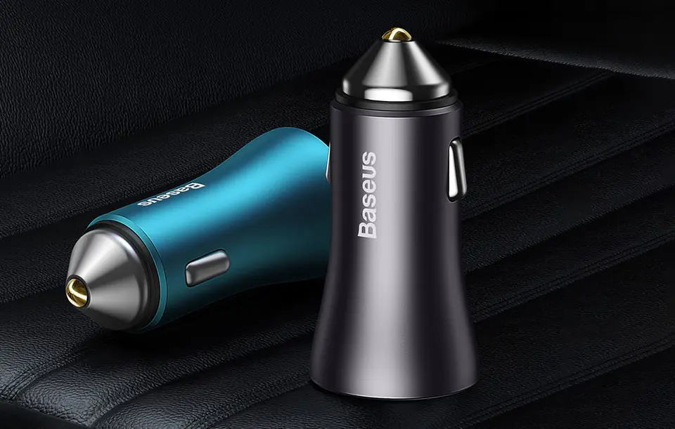 Baseus Golden Contactor Max Car Charger, USB + USB-C, 60W (blue)