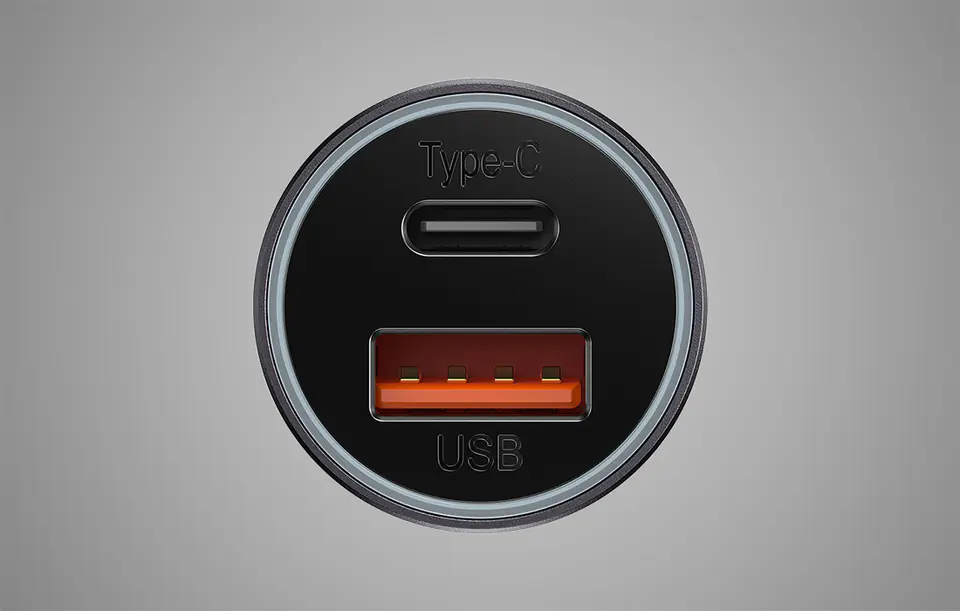 Baseus Golden Contactor Max Car Charger, USB + USB-C, 60W (Grey)