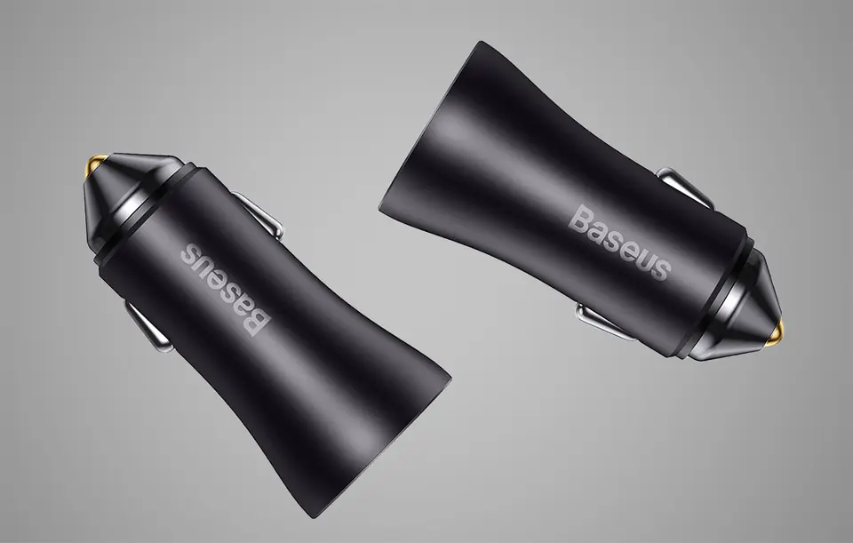 Baseus Golden Contactor Max Car Charger, USB + USB-C, 60W (Grey)