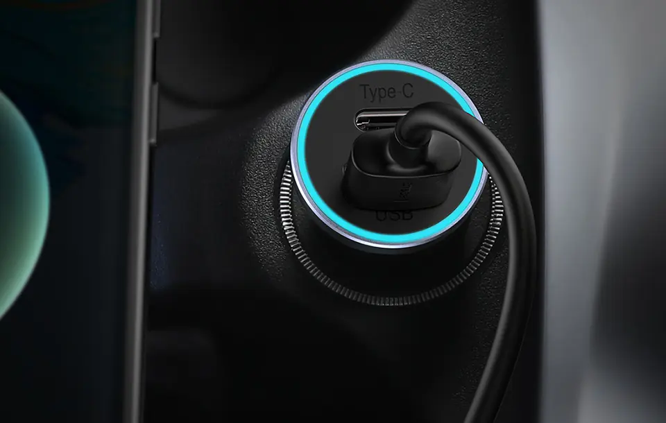 Baseus Golden Contactor Max Car Charger, USB + USB-C, 60W (Grey)