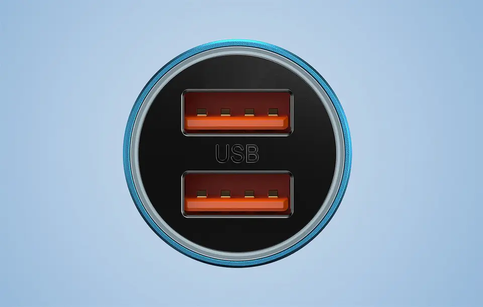 Car charger Baseus Golden Contactor Max, 2x USB, 60W (blue)