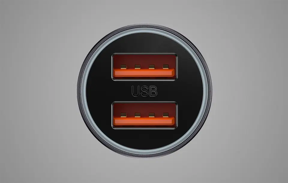 Baseus Golden Contactor Max car charger, 2x USB, 60W (grey)