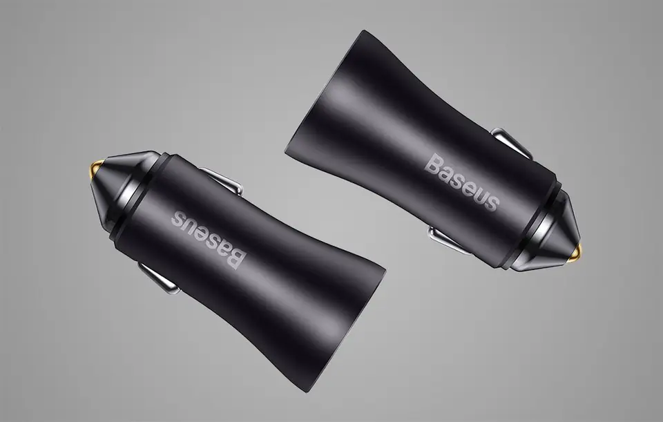 Baseus Golden Contactor Max car charger, 2x USB, 60W (grey)