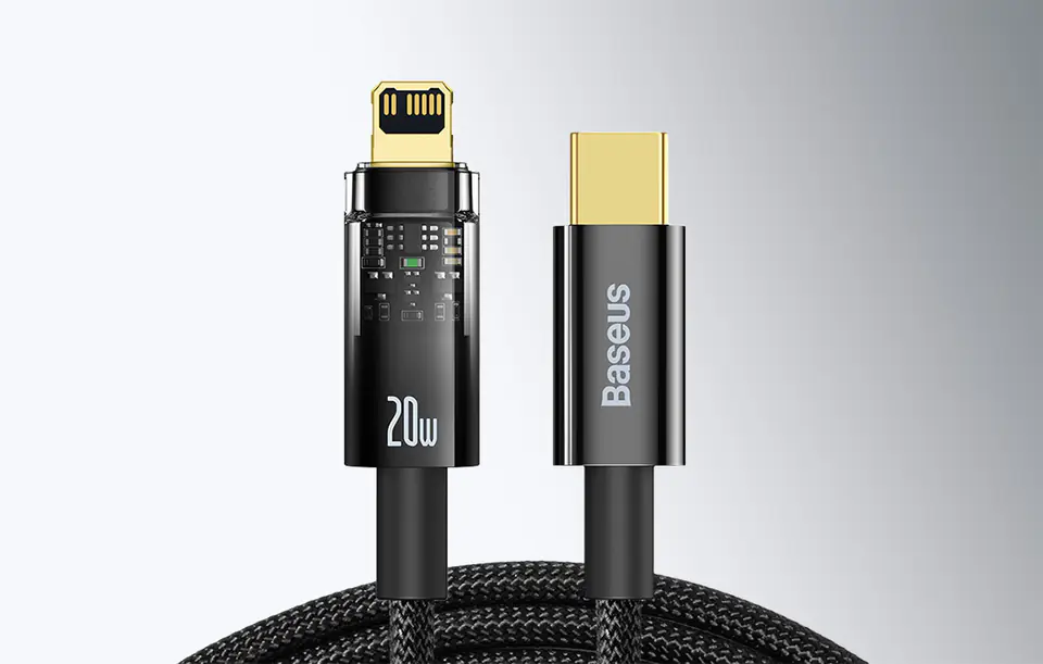 USB-C to Lightning Baseus Explorer Cable, 20W, 1m (Black)