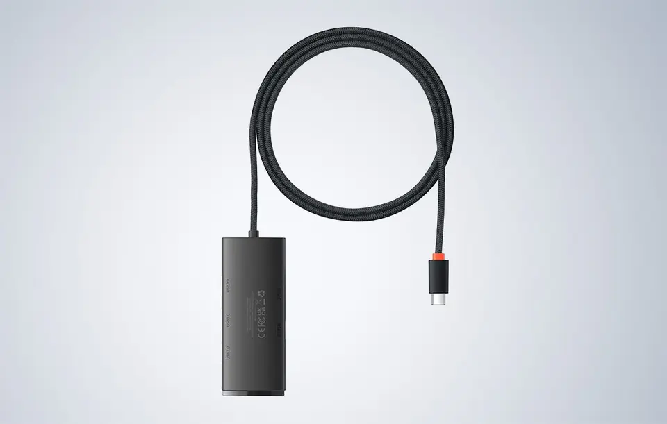 Baseus Lite Series 4in1 Hub USB-C to 4x USB 3.0 + USB-C, 1m (black)