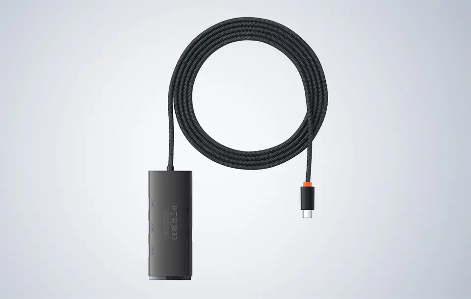 Baseus Lite Series USB-C to 4x USB 3.0 + USB-C Hub, 2m (Black)
