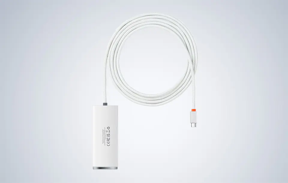 Hub 4w1 Baseus Lite Series USB-C do 4x USB 3.0 + USB-C, 2m (biały)