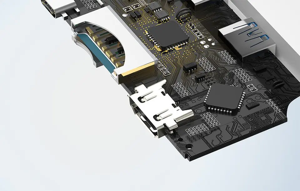 Hub 6w1 Baseus Lite Series USB-C do 2x USB 3.0 + USB-C PD + HDMI + SD/TF (biały)