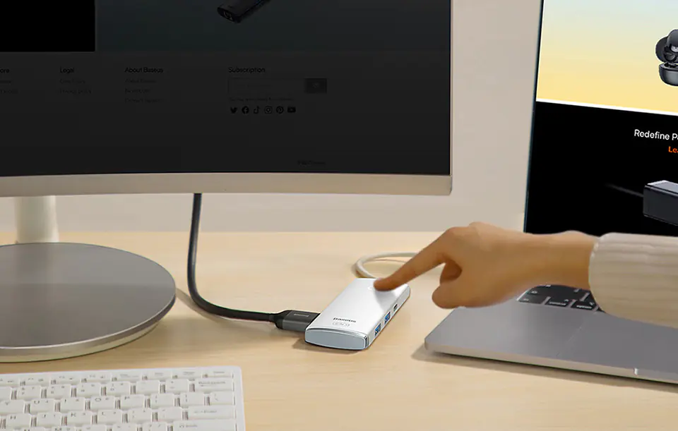 Hub 6in1 Baseus Lite Series USB-C to 2x USB 3.0 + USB-C PD + HDMI + SD/TF (white)