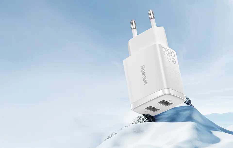 Ładowarka sieciowa Baseus Compact Quick Charger, 2x USB, 10.5W (biała)