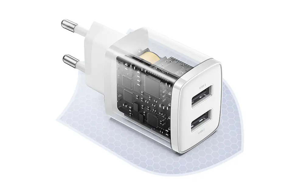 Ładowarka sieciowa Baseus Compact Quick Charger, 2x USB, 10.5W (biała)