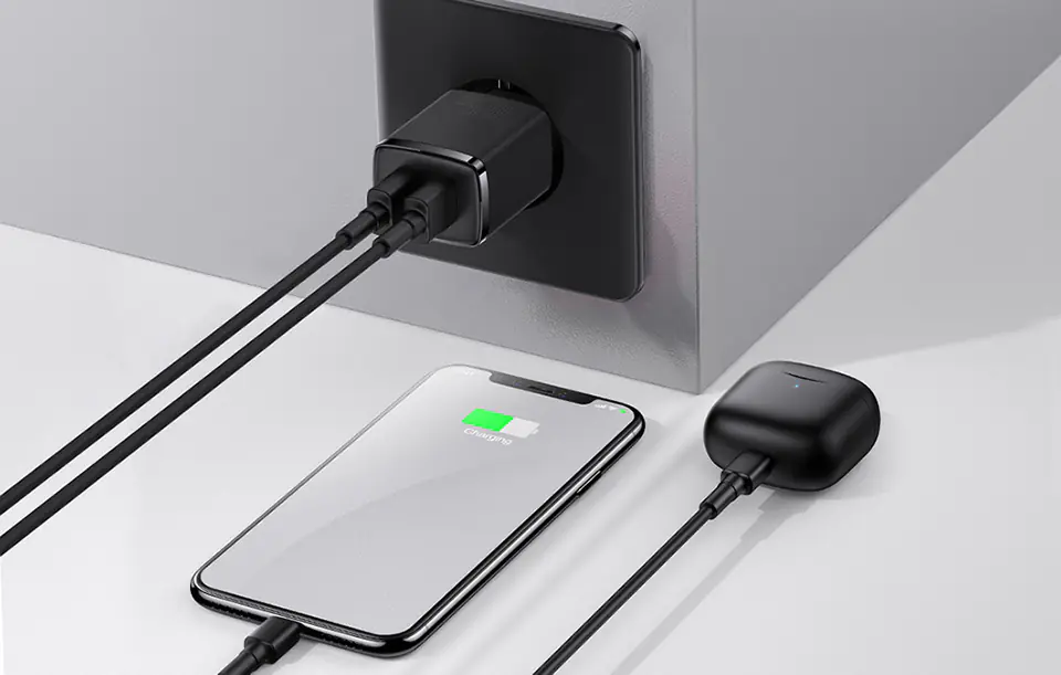 Ładowarka sieciowa Baseus Compact Quick Charger, 2x USB, 10.5W (czarna)